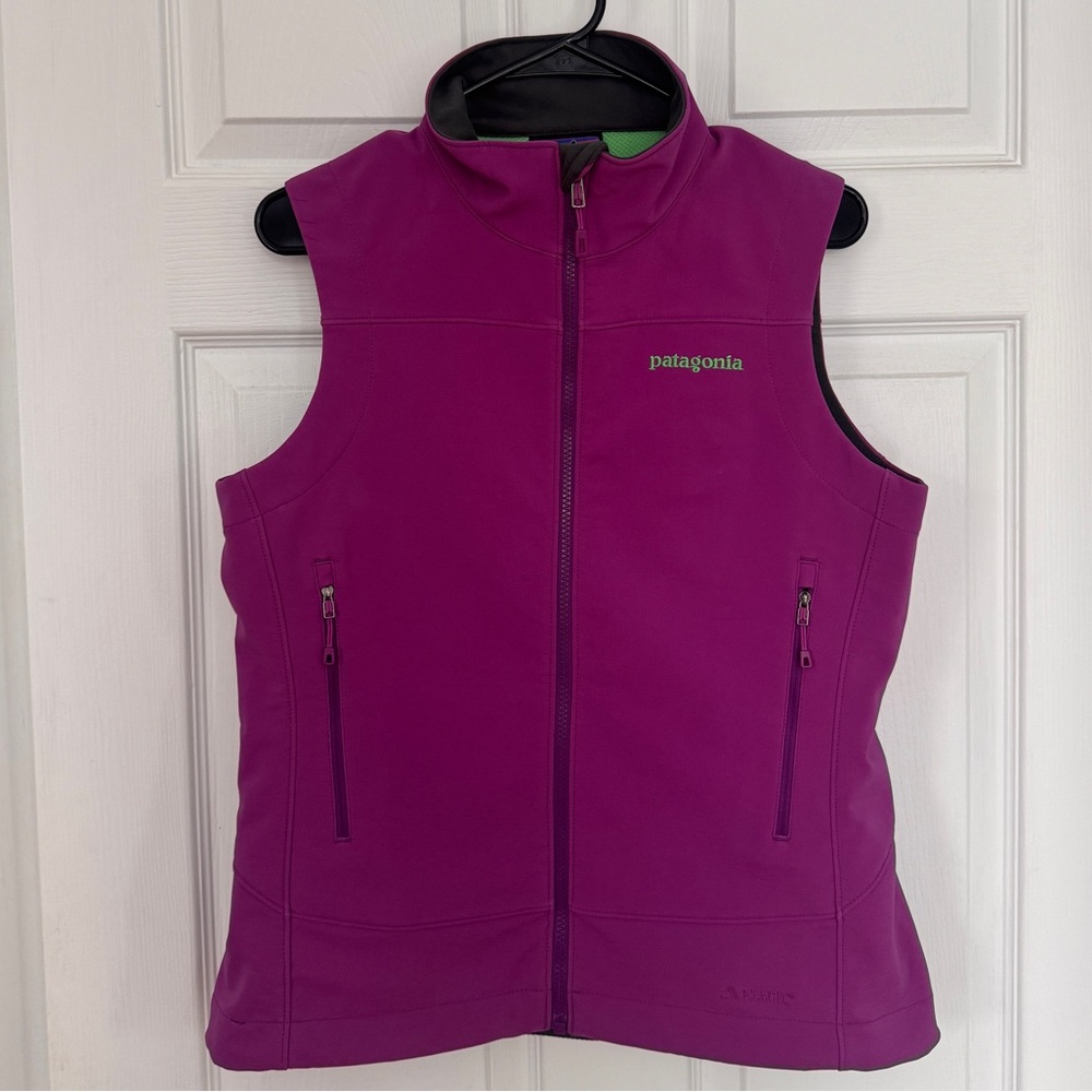 Patagonia Purple Zip-Up Vest with Green Accents - Polartec & Windbloc